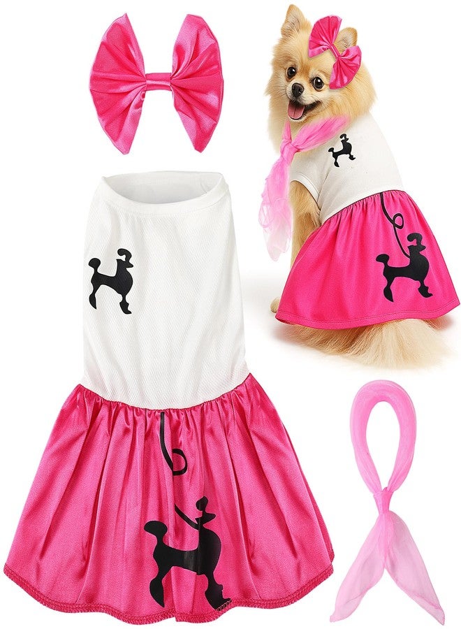 Sunnymove Halloween 50s Dog Costume Poodle Skirt Bow Clip and Scarf Costume Accessory for Puppy Themed Parties and Halloween(Large) - Image 1